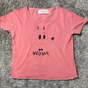 Bobo Choses Girl’s Pink 'WOW' Graphic Short Sleeve Tee -Kid’s size 4-5